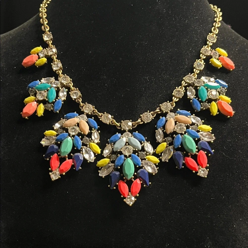 1533 J. Crew Multicolor Gem Necklace - Picture 1 of 6
